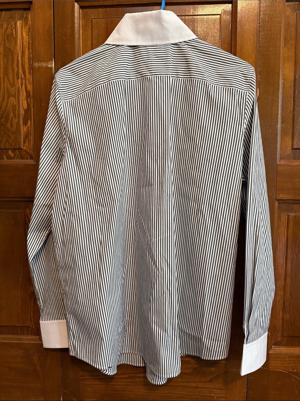 Lafayette 148 New York Black and White Striped Button-Down Shirt - Picture 7 of 7